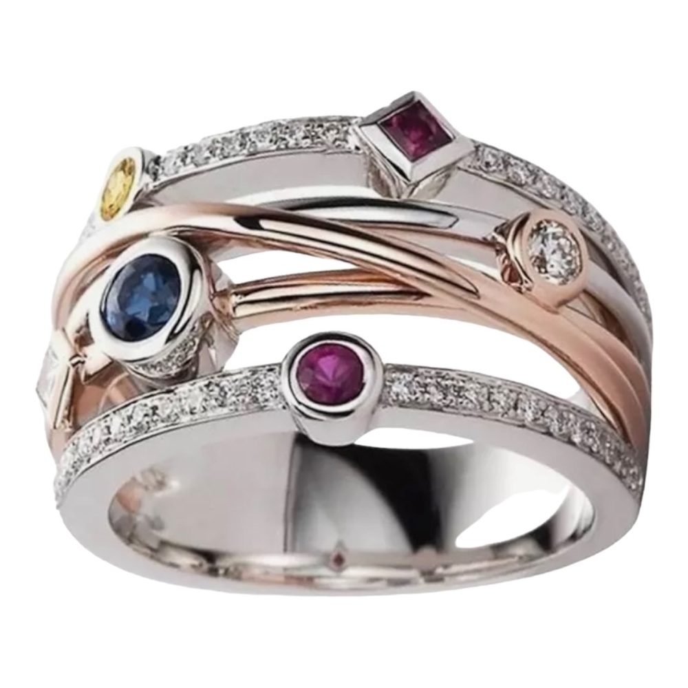 Silver & Rose multi color ring